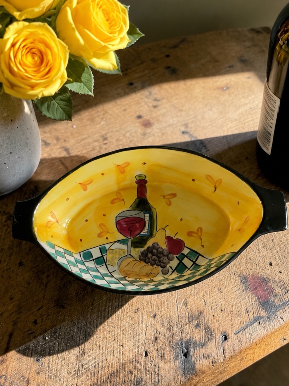 Vintage Hausenware HAU75 Mary Jane Mitchell Wine & Cheese Oval Serving Bowl 14”